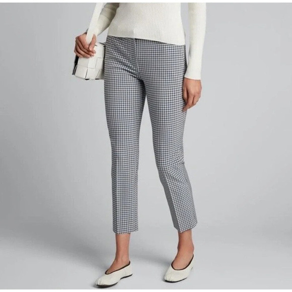 Theory‎ Treeca 4 Blue Check Screen Viscose Trouser Dress Pants Women’s Size 6 - Picture 1 of 9